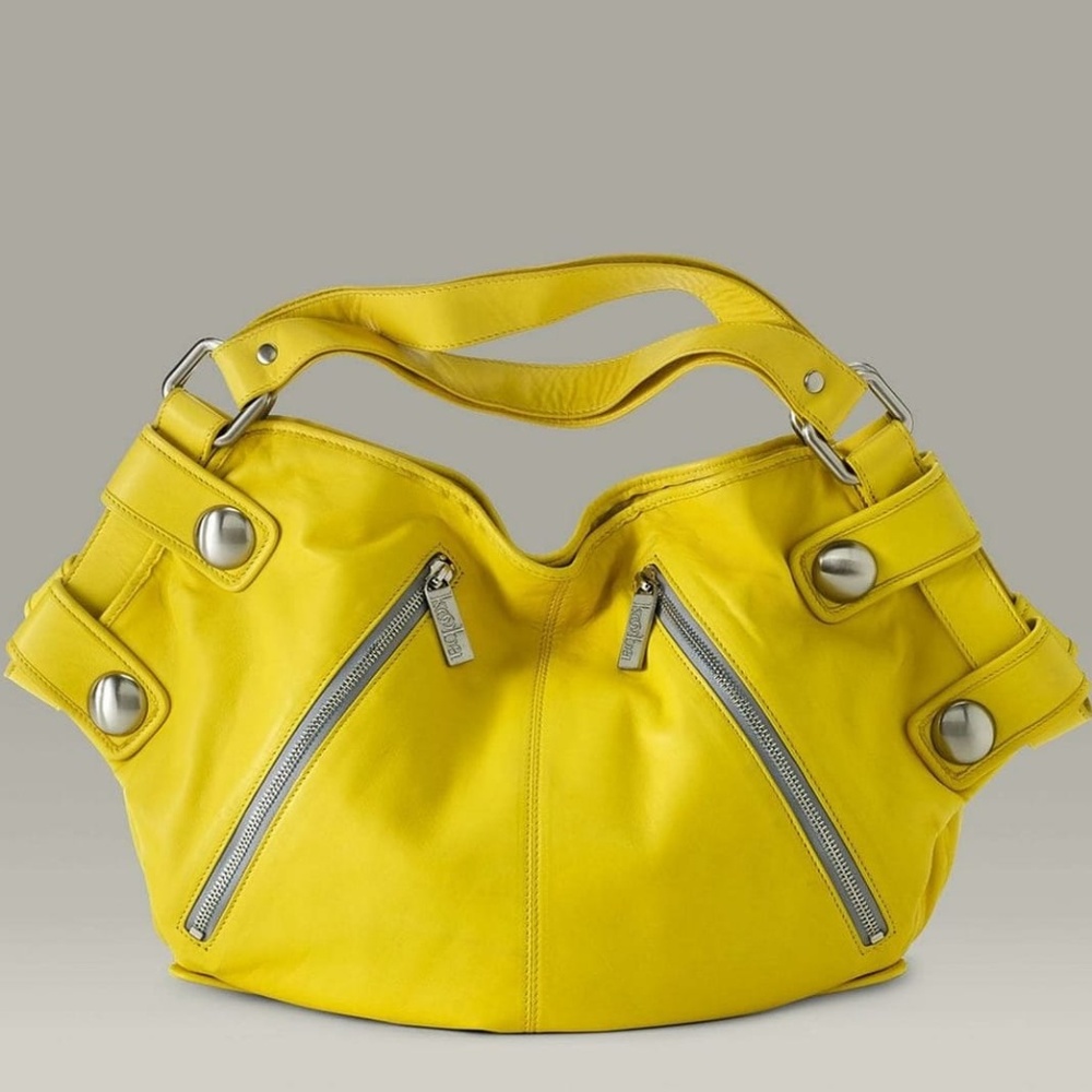 Kooba Yellow Leather Nelli Double Zip Shopper Bag